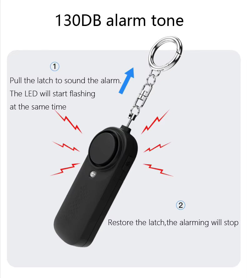 Pull pin to sound the 130dB alarm