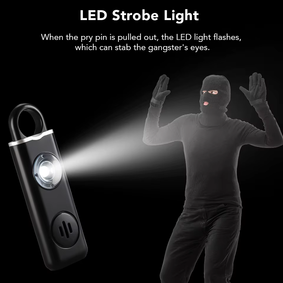 Alarm Osobisty 130dB — Brelok z Syreną i Latarką LED